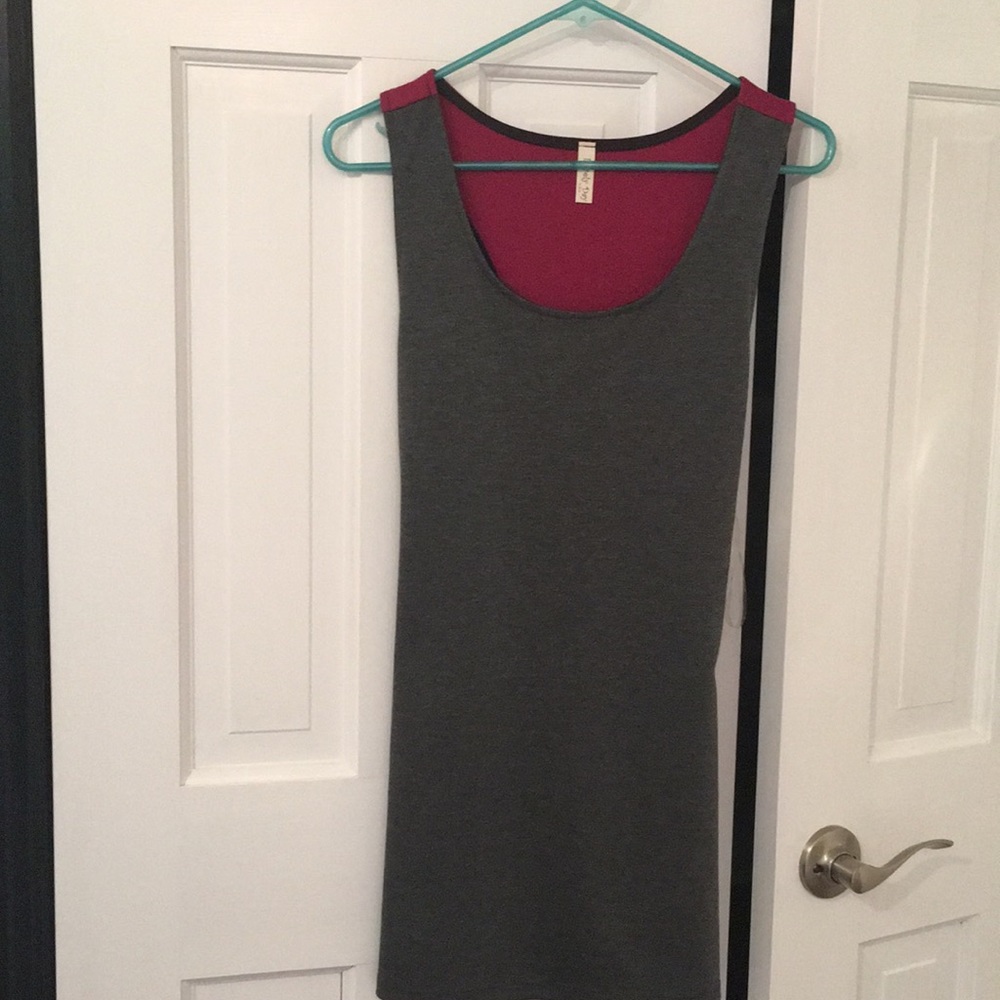 NWT Lovely Day grey & maroon mini dress.
